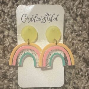 Rainbow Earrings for Kids - Pink, Yellow, Green